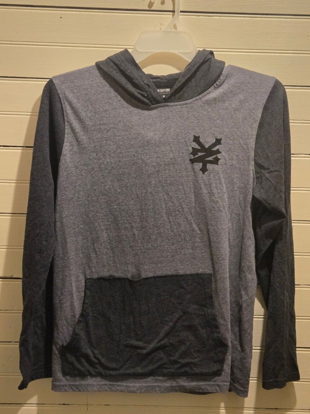 Zoo York Hoodie Men's M Two Tone Gray Charcoal Lightweight Pullover Pocket
